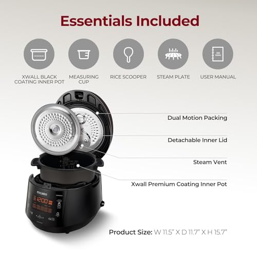 Cuckoo CRP-P1009SB Pressure Rice Cooker & Warmer Black 10-Cup (Uncooked) 20-Cup (Cooked) Auto Clean 3 Voice Guide Multi