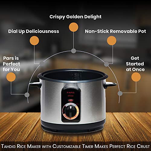 Pars Automatic Persian Rice Cooker - Tahdig Rice Maker for Home Cooks during Dinner Time - Perfect Rice Crust, 10 Cup